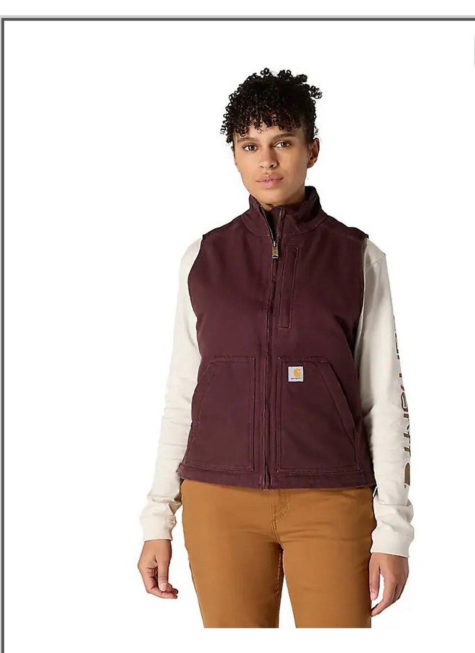 Carhartt Womens Purple Vest Sherpa Lined Duck Canvas Size XL